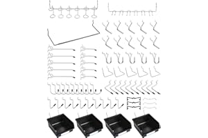 FRIMOONY Pegboard Hooks, with Bins, Peg Locks, for Organizing Various Tools, 131 PCS, 60 of Which are Locks