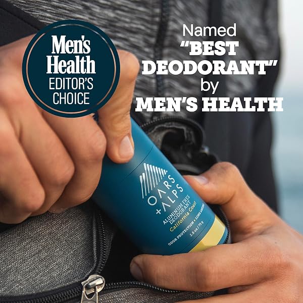 OARS + ALPS ALUMINUM FREE DEODORANT FOR MEN | LONG LASTING ODOR PROTECTION, CLEAR & FREE OF WHITE RESIDUE, ANTI-CHAFING SMOOTH GLIDE, DERMATOLOGIST TESTED, CALIFORNIA COAST, 3PK, 2.6OZ