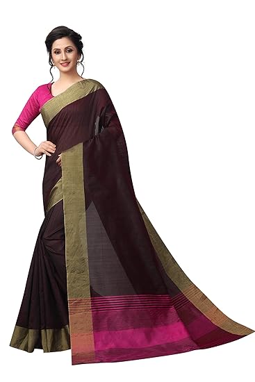 Womens cotton Silk Saree With Blouse Piece(SlubjalarPlus)