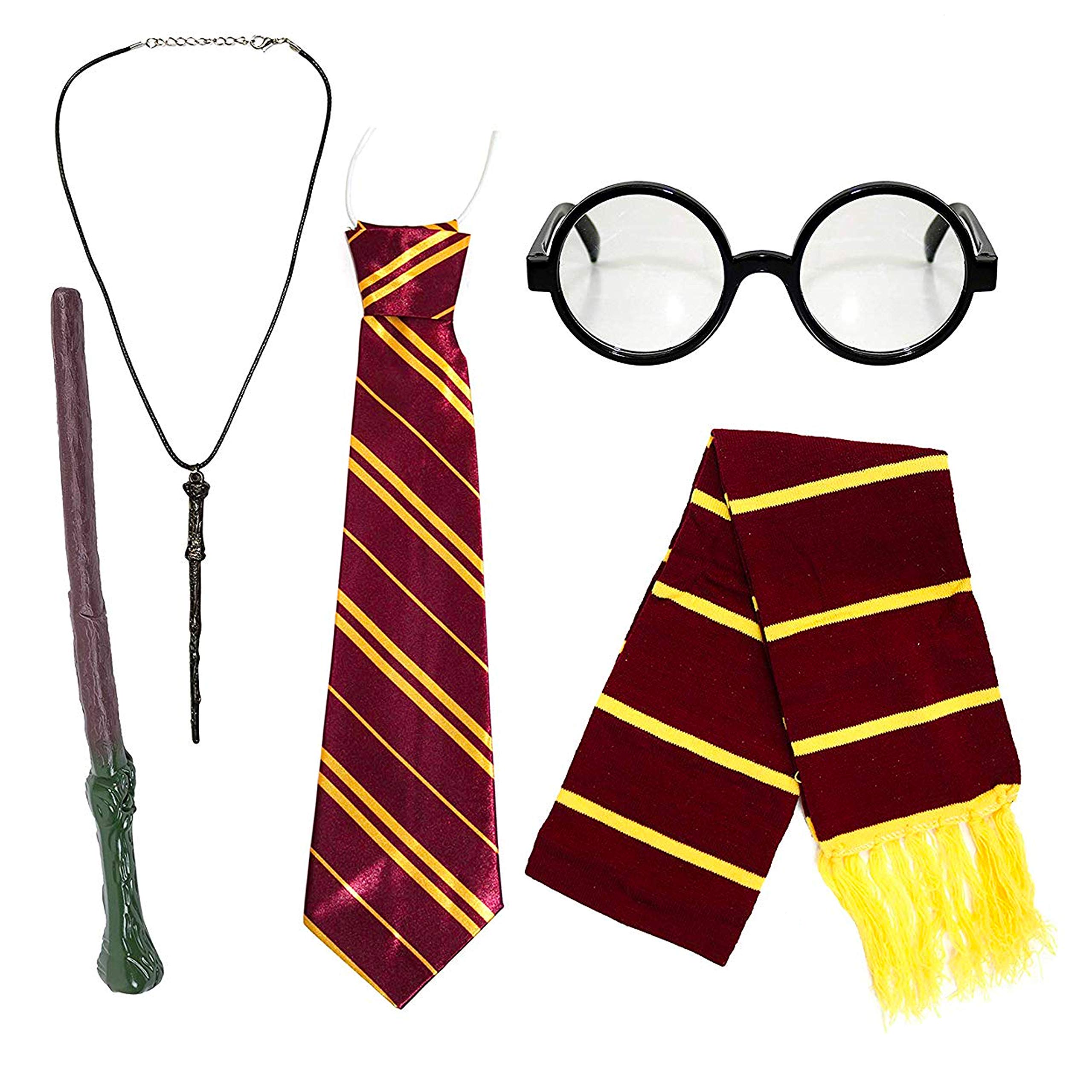 Kids School Boy Fancy Dress Costume Accessories (Glasses, Elastic Tie, Scarf, Wand and Necklace)