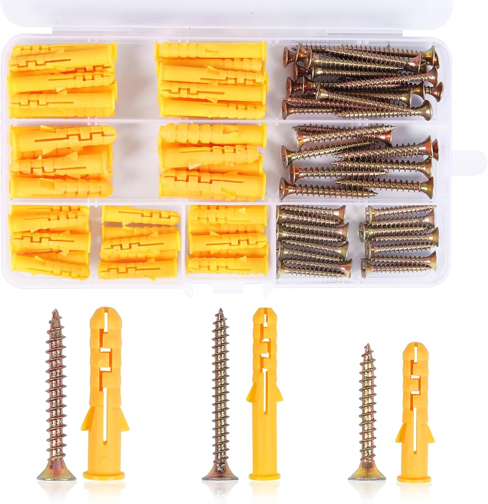Norvens 116 Pcs Screws and Wall Plugs Set M6 M8 58/58 Bricks Concrete