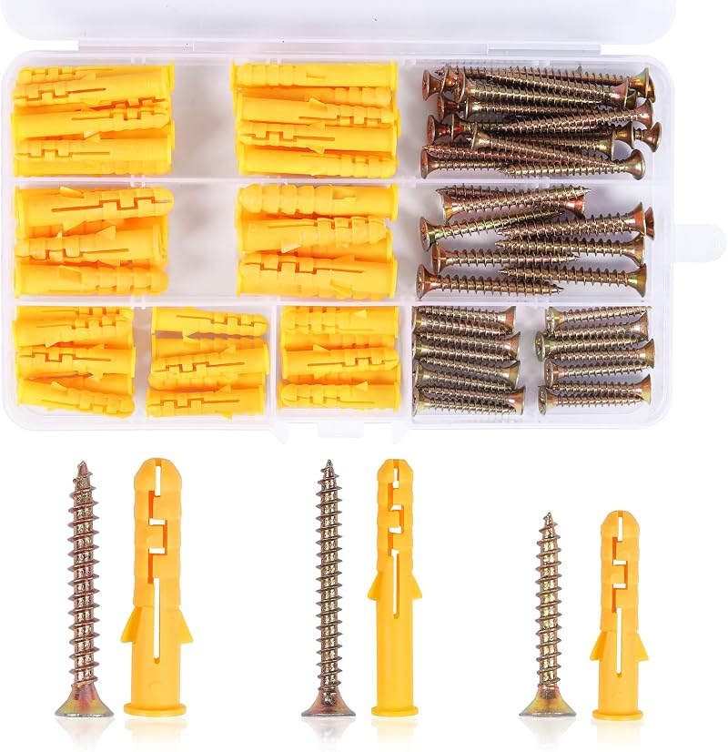 Norvens 116 Pcs Screws and Wall Plugs Set M6 M8 58/58 Bricks Concrete