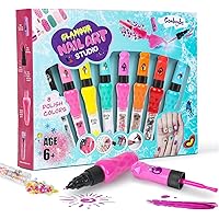 8-Count Nail Art Pen Set for Kids, Non-Toxic Nail Polish & Glitter with Doodle Tip, Nail Art Kit for Girls 7-12, Birthday for