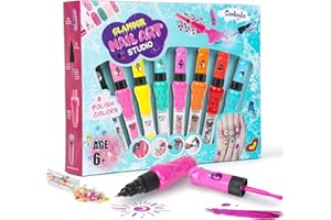8-Count Nail Art Pen Set for Kids, Non-Toxic Nail Polish & Glitter with Doodle Tip, Nail Art Kit for Girls 7-12, Birthday for