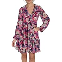 Lauren Ralph Lauren, Womens, Floral Stretch Jersey Surplice Dress,  Black/Purple/Multi, 0 at Amazon Women's Clothing store