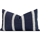 Crumbs Home Coastal Linen Indoor Outdoor Lumbar Pillow Cover Only, 12"x20" Water Repellent for Patio, Backyard, Couch, Dark N
