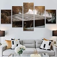 SIGNWIN 5 Panel Canvas Wall Art Modern Art Farmhouse/Country Lake Multicolor Nature Photography Relax/Calm for Home Decorations Ready to Hang - 60