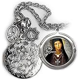 St. Dwynwen Locket Necklace, Patron Saint Confirmation Gift, Italian Charms, Catholic Jewelry