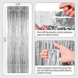 3 Pack 3.2ft x 8.2ft Silver Metallic Foil Fringe