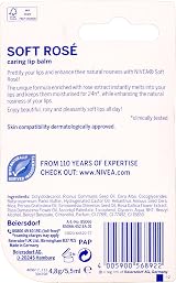 Nivea Soft Rose Lip Balm 5g Jojoba Oil Peach Aroma Long Lasting Moisture Tint view 2