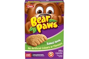 Bear Paws Baked Apple Cookies - Soft Cookie Snack Packs, School Snacks, Made With Real Apple, Peanut Free, 240g, 6 Pouches