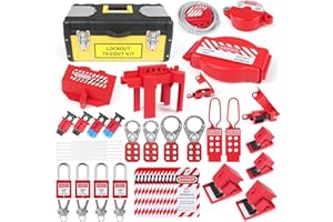 BULANGDI Electrical Tool Box Lockout Tagout Kit–High Quality Safety Padlocks,Haps,Breaker Lockout,Ball/Gate Valve Loto-Circuit Breaker Lockout,Plug/Cable Loto,Tags,Toolbox Kit with 50 Component