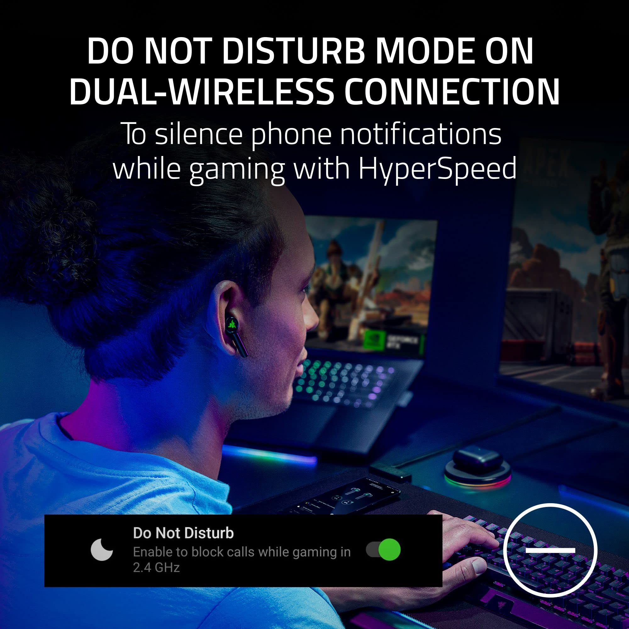 NEW Razer Hammerhead Pro HyperSpeed Wireless Gaming Earbuds for PC, PlayStation, Switch, Mobile: Adjustable ANC - Fast Wireless Charging Case - 30 Hr Battery - Bluetooth 5.3 - Chroma RGB - Black