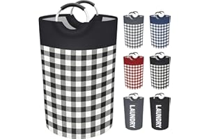 BlissTotes Large Laundry Basket Laundry Hamper Bag Washing Bin Clothes Bag Collapsible Tall With Handles Waterproof Travel Bathroom College Essentials Storage For College Dorm, Family (Black, XL)