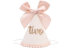Jissoo Birthday Hat With Bow - Sweet Birthday Decorations,Glitter Number Cone Hat Photo Prop,Princess Bow Hat,Cake Smash