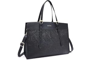 Missnine Laptop Tote Bag for Women 15.6 Inch Leather Work Bags Teacher Computer Purse Briefcase Handbag for Office, Travel