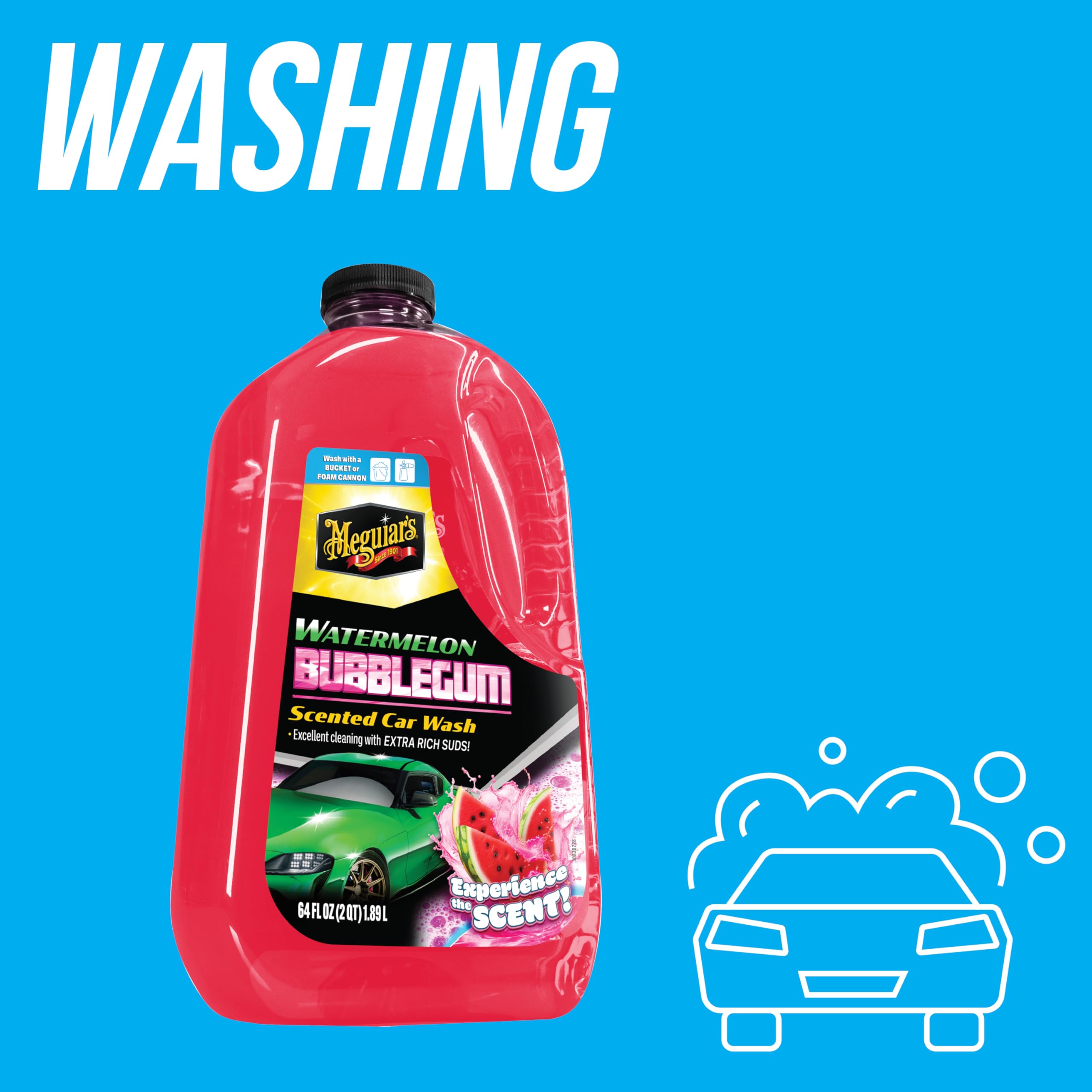 Meguiar's Watermelon Bubblegum Autoshampoo - Hervorragende Reinigungskraft, Angenehmer Duft, starke Schaumbildung, konzentrierte Formel, ideal für Schaumkanonen, 1890ml, G250464EU 2