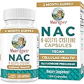 MaryRuth Organics NAC Supplement N-Acetyl Cysteine | 2 Month Supply | NAC 1000mg per Serving | Vegan Capsules | Gluthamine Precursor | Amino Acid | Non-GMO | Gluten Free | 120 Count | 60 Servings