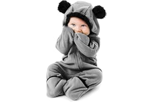 Fleece Baby Bunting Bodysuit – Infant One Piece Kids Hooded Romper Outerwear Toddler Jacket