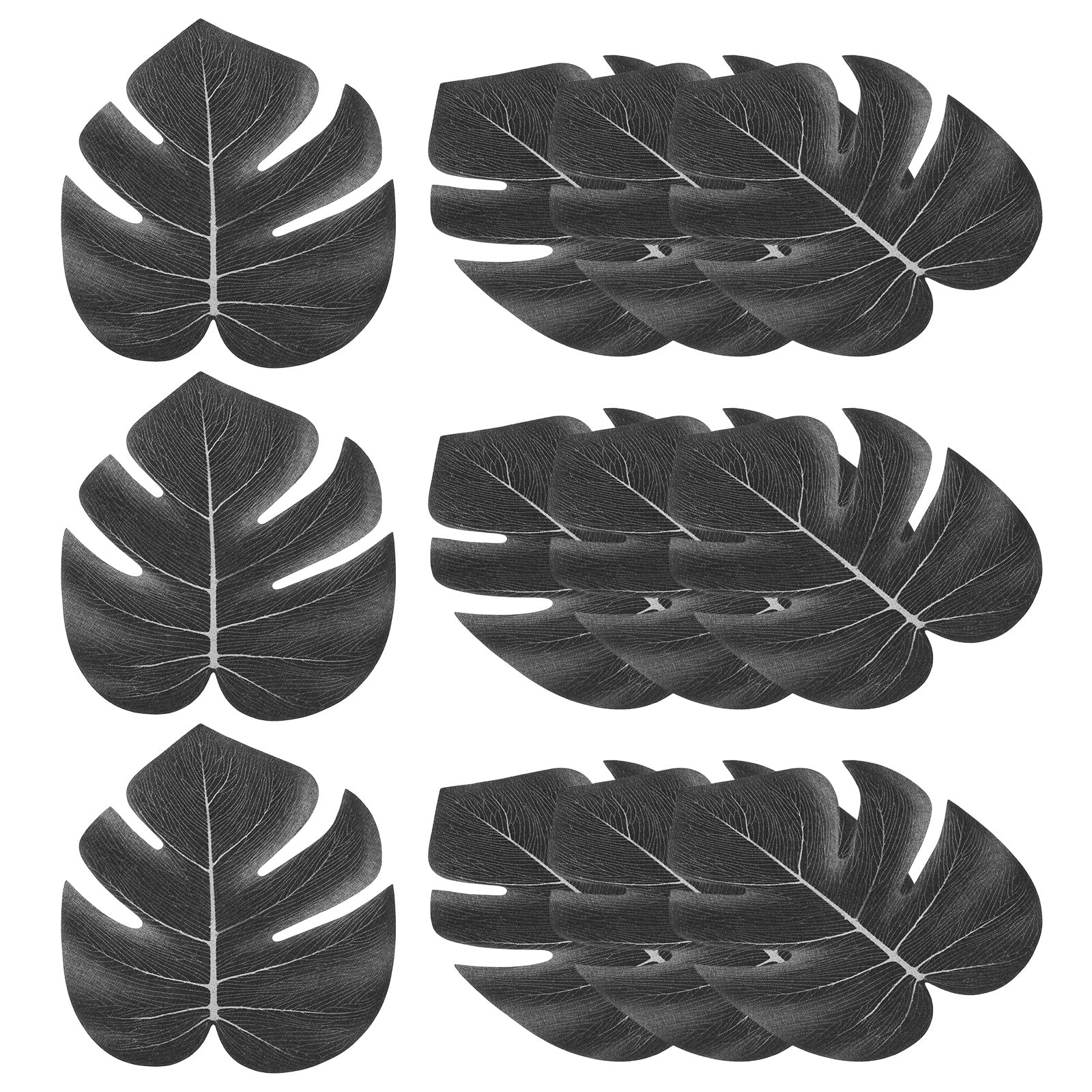 PATIKIL 8" Black Palm Leaves, 24 Pack Artificial Palm Leaves Faux Palm Fronds Fake Palm Leaf Simulation Tree Leaves for Home Hawaiian Jungle Beach Party, Style 23