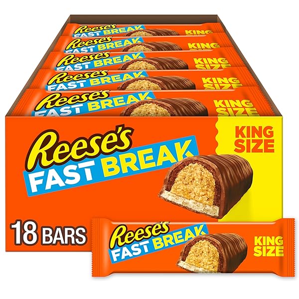 REESE’S FAST BREAK CHOCOLATE, PEANUT BUTTER AND NOUGAT KING SIZE, CANDY BARS, 3.5 OZ (18 COUNT)