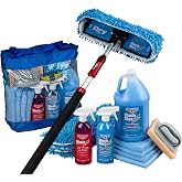 Aero Cosmetics Waterless RV Aircraft Boat Wash Wax Mop Kit with Deluxe Pole 3' 9" to 9' No Ladder Needed, Wash, Wax, Dry, Any