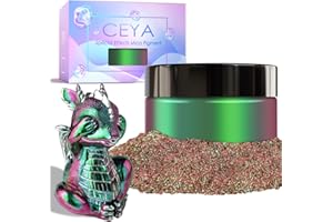 Ceya Chameleon Mica Powder, 1.8oz/ 50g Aurora Borealis Chrome Nail Powder, Cosmetic Grade Pearlescent Effect Color Shift Pigment for Epoxy Resin, Makeup, Nail Polish,Soap Dye,Candle Making,Slime,Paint