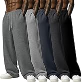 Baggyfly 5 Pack Men's Lightweight Baggy Sweatpants Straight Leg Open Bottom Drawstring Pants with 3 Pockets