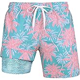 uideazone Mens Swim Trunks with Compression Liner Swimming Shorts 7 Inch Inseam Waterproof Quick Dry Beach Sport Shorts M-XXL
