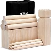 Kubb Game Set for Outdoor Lawn Games | Premium Rubberwood, Includes 10 Kubbs, 1 King, 6 Batons, 6 Stakes, 1 Carrying Case