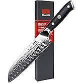 SHAN ZU Chef Knife, Kitchen Knife Santoku Chef's Knife 7 Inch Multifunction Kitchen Knives Damascus Stainless Steel & Ergonomic Fiberglass G10 Handle Best Sharp High-Carbon Knives