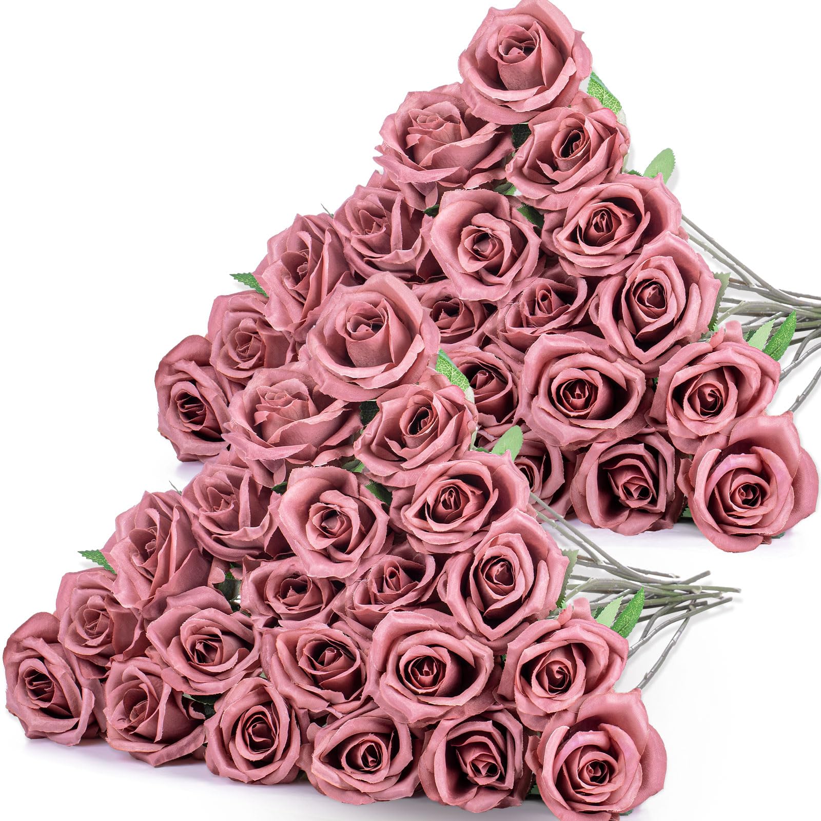 Photo 1 of Hotop 40 Pcs Rose Artificial Flowers Bulk with Long Stem,Realistic Silk Fake Roses Bouquet for Home Wedding Centerpieces Party Table Decoration Valentines Gifts(Dusty)