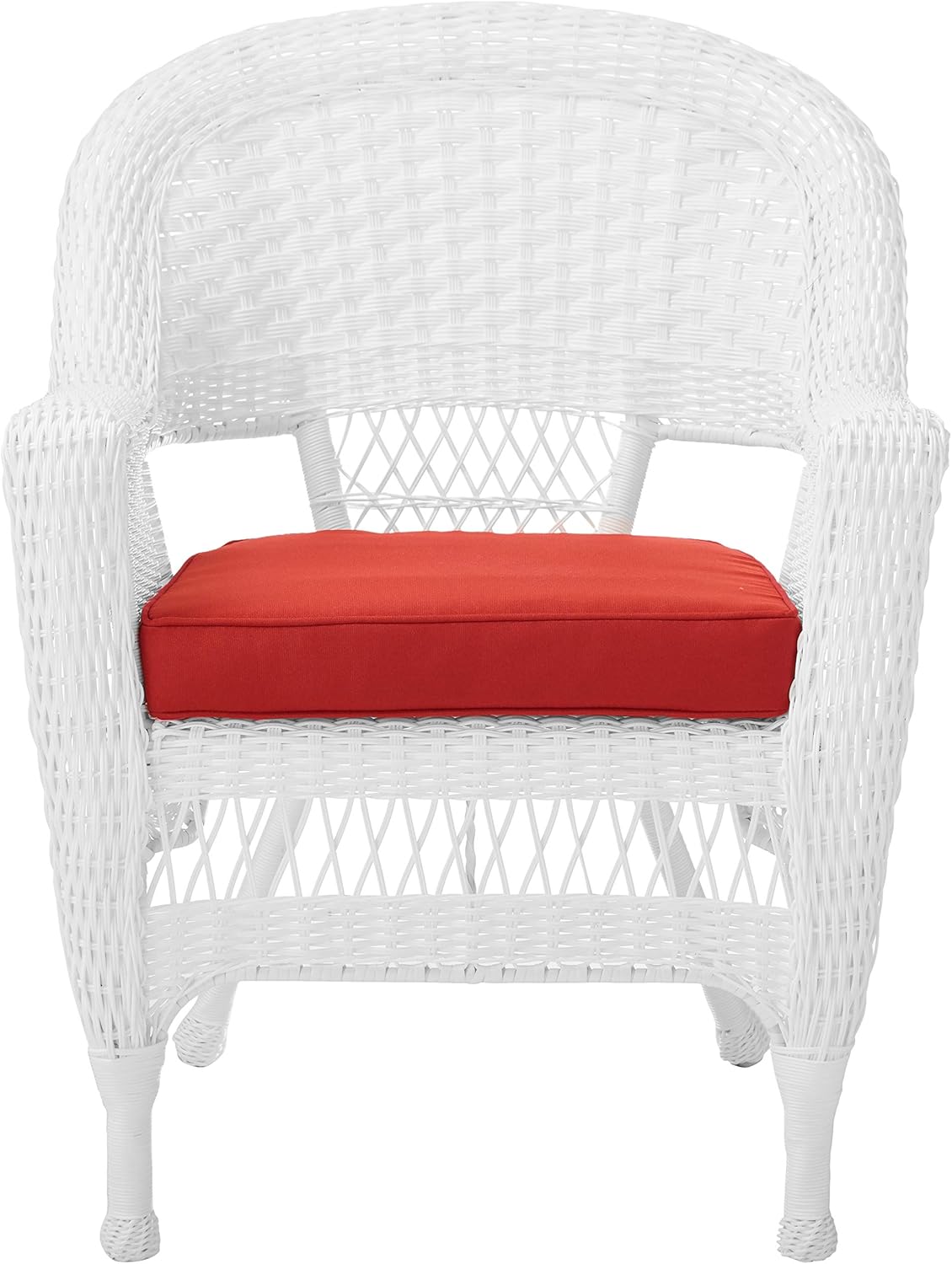 wicker loveseat and chair cushion sets on Amazon Com Jeco Wicker Chair With Red Cushion Set Of 2 White W00206 Furniture Decor