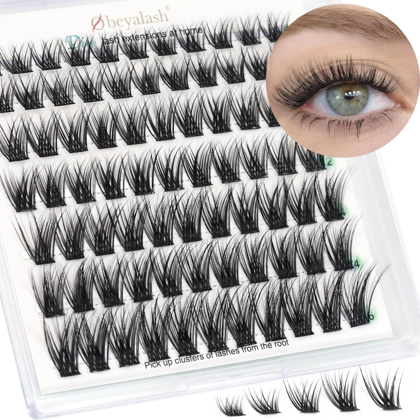 Cluster Lashes Individual Cluster C Curl Lash Clusters 8~14mix Eyelashes Individual DIY Lash Extensions Natural Look by Obeyalash (Daisy-WL03)