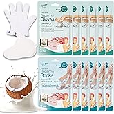 Epielle Intensive Repairing Hand & Foot Masks, Restore and Moisturize Dry, Cracked Skin, Self Care Gifts for Women, Spa Kit, Stocking Stuffers, 6 Moisturizing Gloves & 6 Moisturizing Socks