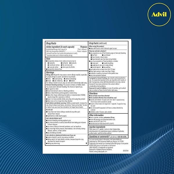 ADVIL LIQUI-GELS MINIS PAIN RELIEVER AND FEVER REDUCER, PAIN MEDICINE FOR ADULTS WITH IBUPROFEN 200MG FOR PAIN RELIEF – 160 LIQUID FILLED CAPSULES