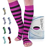 Doc Miller Compression Socks for Pregnant Women – Wide Calf, Open Toe Knee Sleeve 15-20 mmHG,Toeless Pregnancy Stockings for Varicose Veins, Footless Shin Splint Relief, 1 Pair