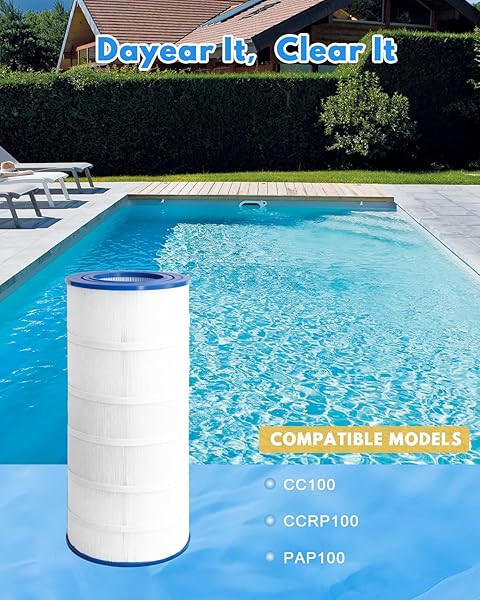 DAYEAR SWIMMING FILTER CARTRIDGE 100 SQ. FT. (1 PACK) FILTER REPLACEMENT FOR CC100 PLF100A CRP100 PAP100 PAP100-4 C-9410 R173215 FC-0686 59054200 160316