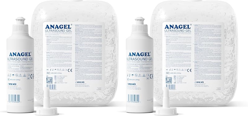 ANAGEL Ultrasound Gel 5L Bottle with 250ml Spare Bottle 2 Pack