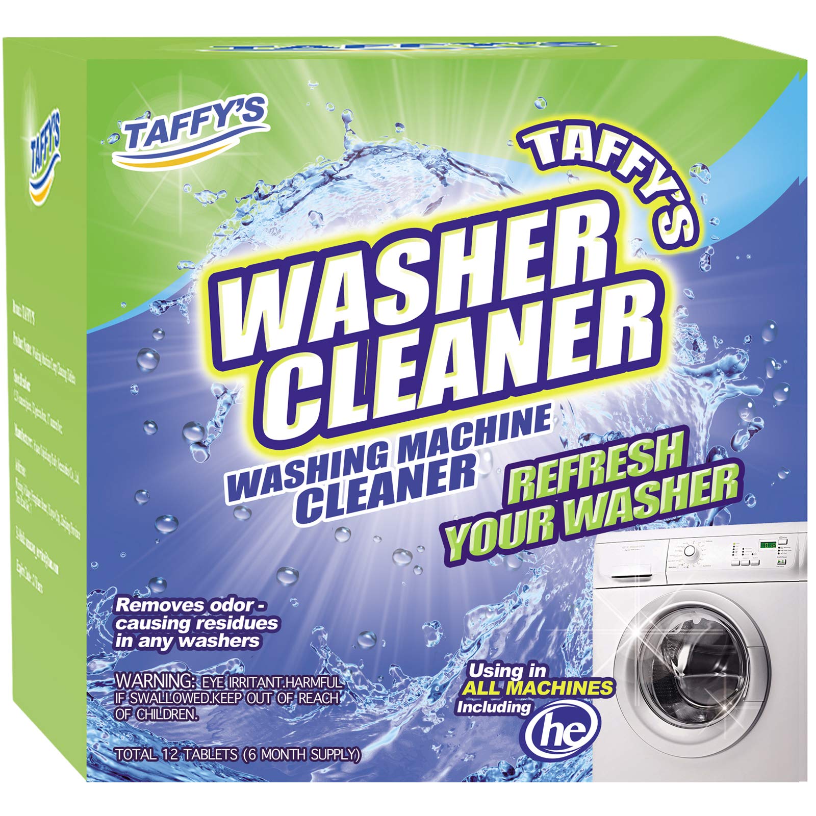Buy [12 Pack] Taffy's Washing Machine Cleaner Effervescent s,Solid