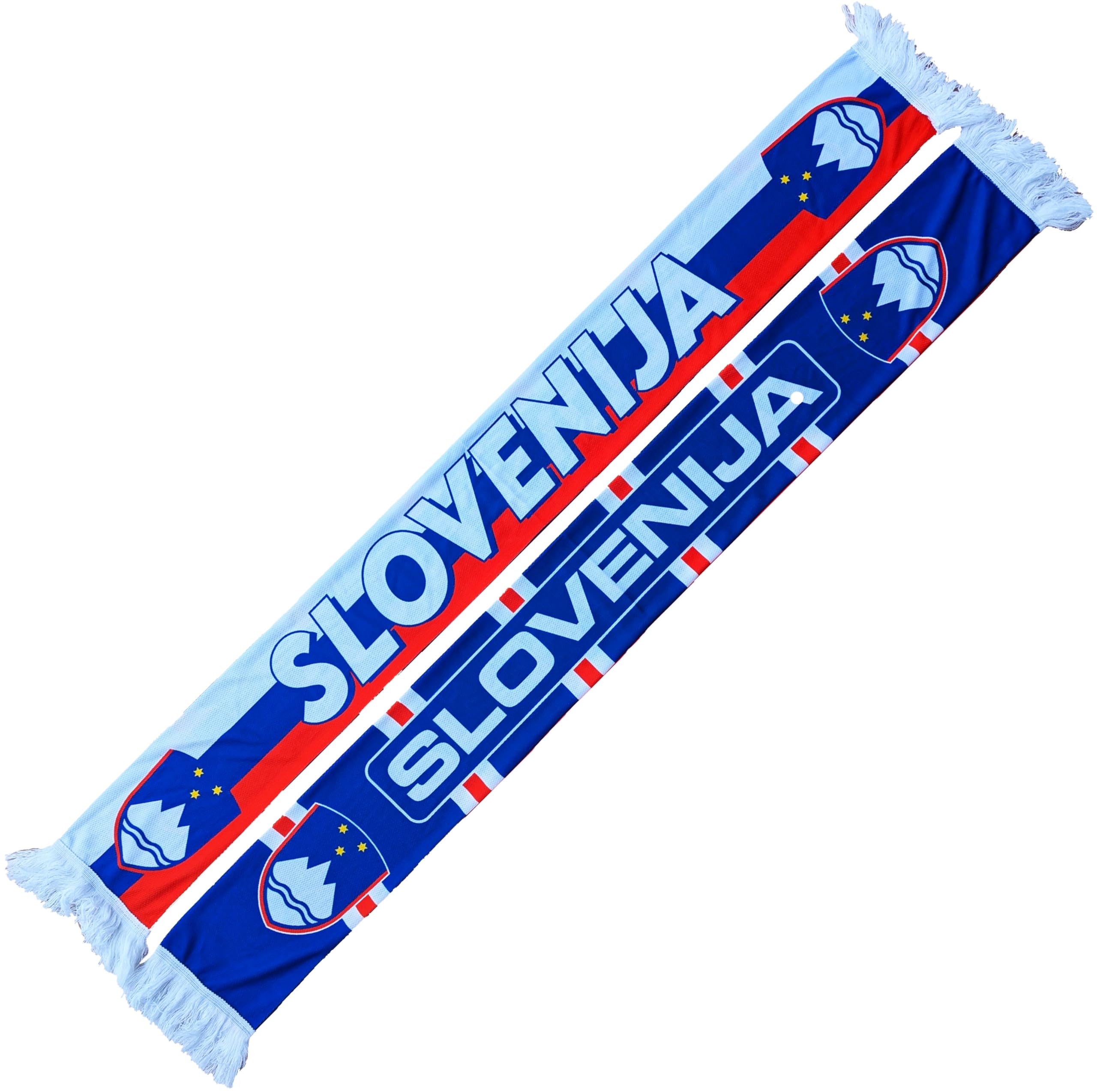 Generisch Slovenien Slovenija Knitted Scarf for World Cup, European Championship, Football Scarf, Cult Scarf, Souvenir Scarf, Red, White, Blue, 145 x 18 cm