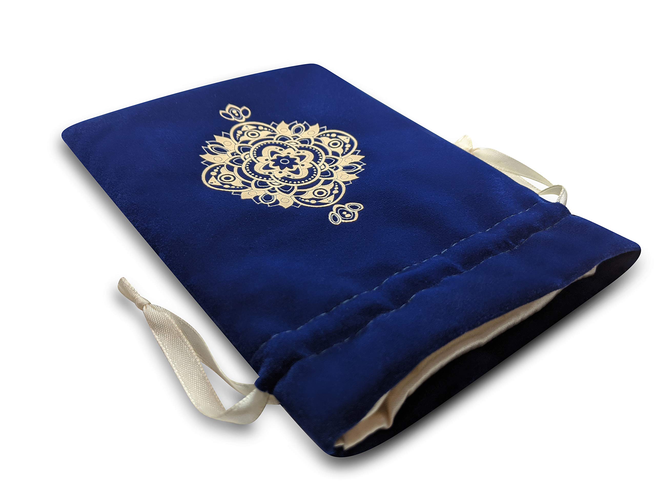 Miriyan Miriyan Spiritual Mandala Tarot & Dice Bag I Velvet & Satin Drawstring Pouch Ideal Size for Tarot & Oracle Cards, DND, D&D, Dungeons and Dragons Accessories, Runes & Jewelry I Travel Gift Bag (Blue)