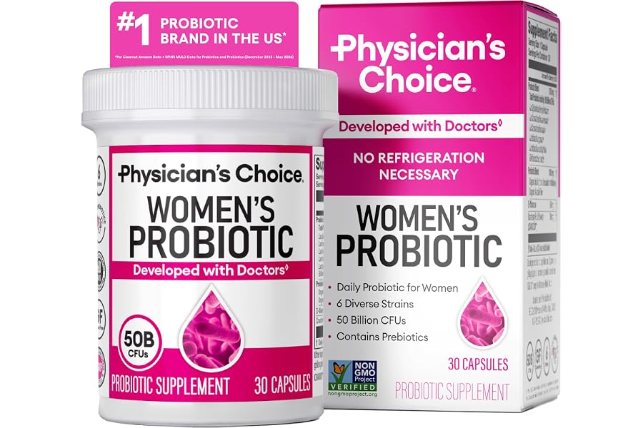 Physician's CHOICE Probiotics for Women - PH Balance, Digestive, UT, & Feminine Health - 50 Billion CFU - 6 Unique Strains fo
