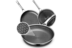 Non Stick Frying Pan 3 Piece, 8/10/12 inch Nonstick Frying Pans Set, Dishwasher Induction Oven Broiler Safe Stainless Steel S