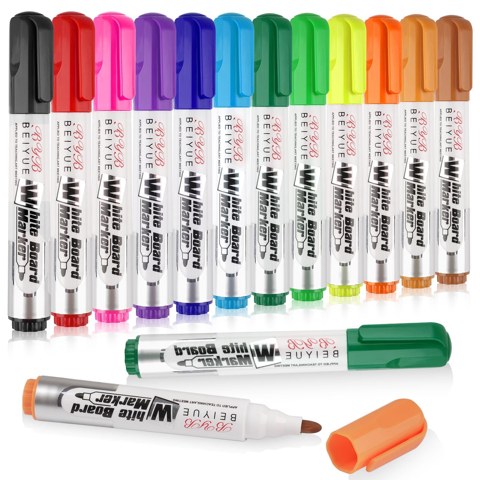 Deepton White Board Markers Erasable, 12 Dry Erase Marker, Dry Wipe Pens for Whiteboard, White Board Pens Colour, Classroom Essentials for Teachers Flipchart Kids - Bullet Tip Approx 2-3mm