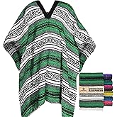 Artisans Bazaar Traditional Mexican Baja Poncho Men and Women Authentic Gaban Serape Sarape Blanket Pancho Jorongo Cowboy