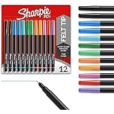 Sharpie Felt Tip Pens, Fine Point (0.4mm), Assorted Colors, 12 Count - Journaling, Art, Drawing, Markers