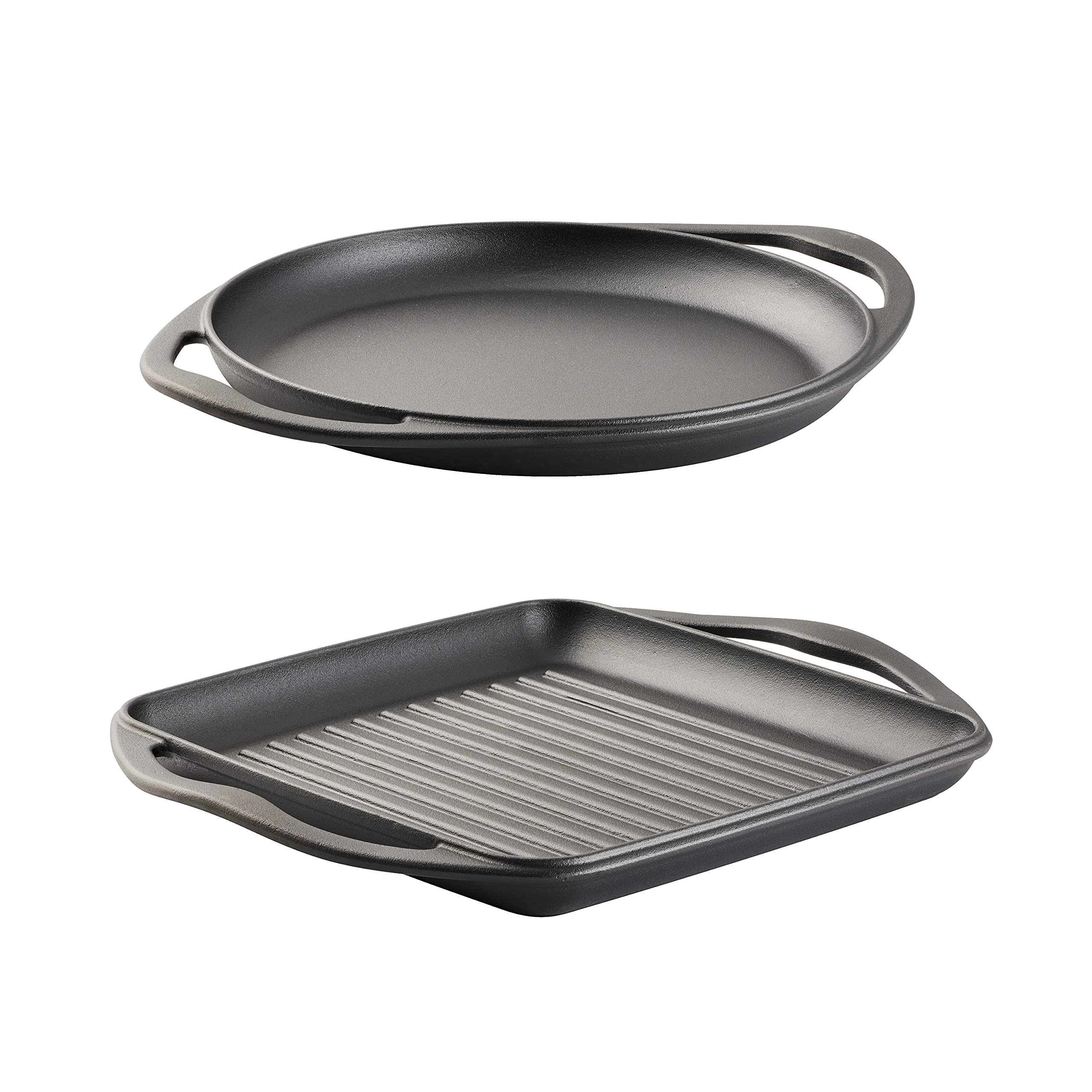 Photo 1 of Tramontina Pre-Seasoned Grill and Griddle Set, 2 Pack Cast Iron 10.5-inch Round Griddle & 10.5-inch Square Grill