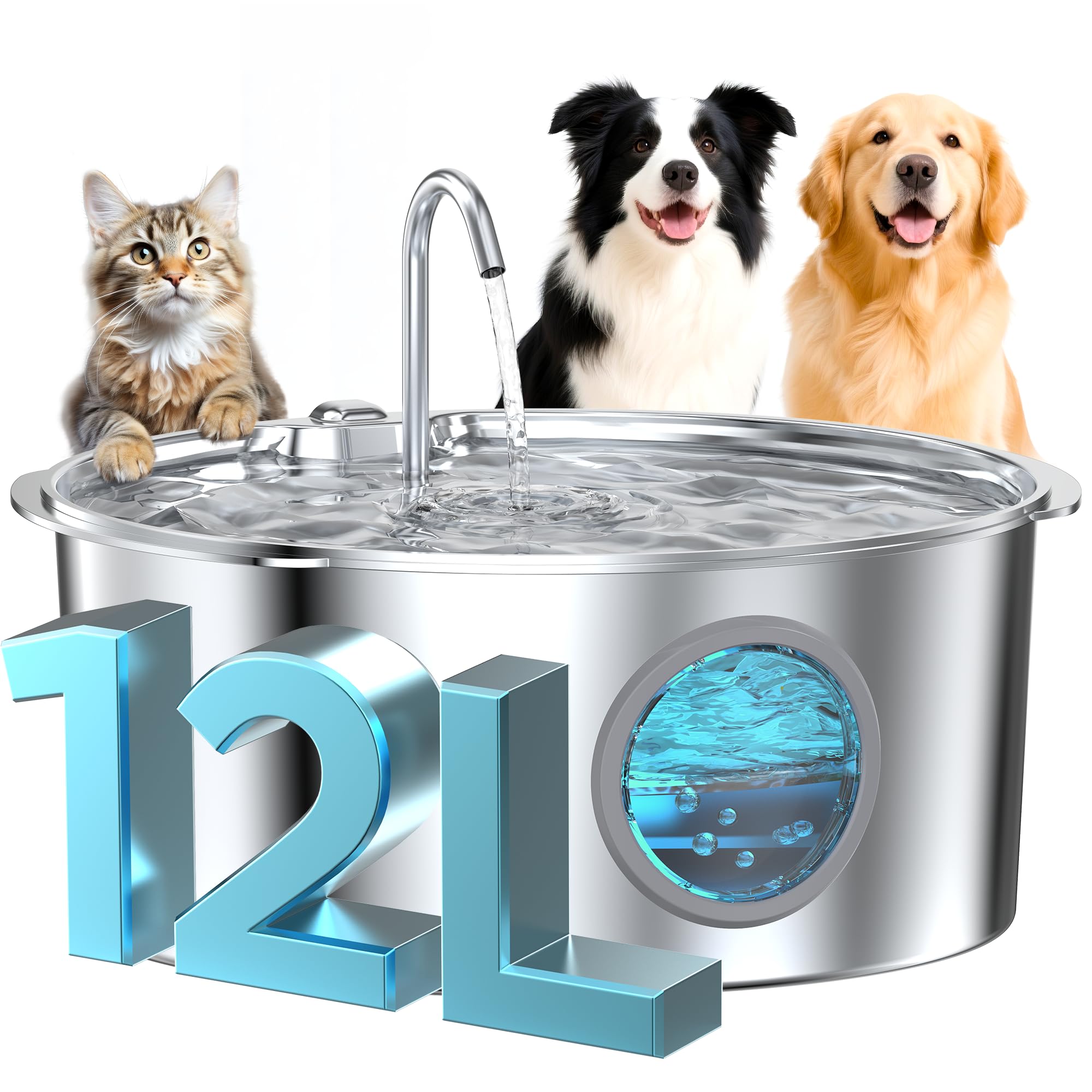 Photo 1 of ***(MISSING PUMP/ PARTS ONLY)***Dog Water Fountain for Large Dogs: Stainless Steel Dog Fountain Water Bowl - 3.2Gal/406oz/12L Super Quiet Big Cat Water Fountain with Visual Water Level -Great for Large Dogs Cats and Multi-Pet Home