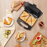 Aigostar 800W Sandwich Toaster 2 Slice Non-Stick Cool Touch Handle Black view 7